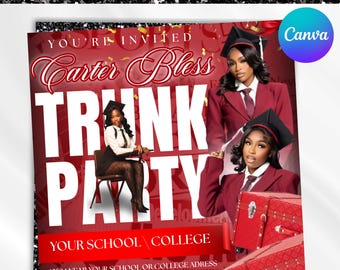 Trunk Party Flyer, Farewell Party Invite, DIY Trunk Party Flyer, Graduation Party Invitation, College Send Off Invitation, Canva Editable