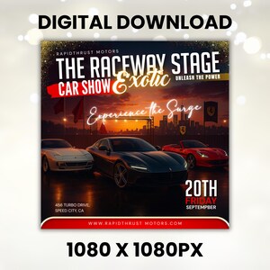Exotic Car Show Flyer Template, Car Enthusiasts Event, Auto Show Invitation, Car Show Event, Car Sale, Auto Business Event, Exotic Car Show Flyer Template | Editable Canva Template for Car Enthusiasts Event | Auto Show Invitation Promotion Design, Auto Business Event flyer, Car Show Event Invitation, Social Media Flyer, Car Sale Template, Canva Editable, Instant Download, Canva Editable
