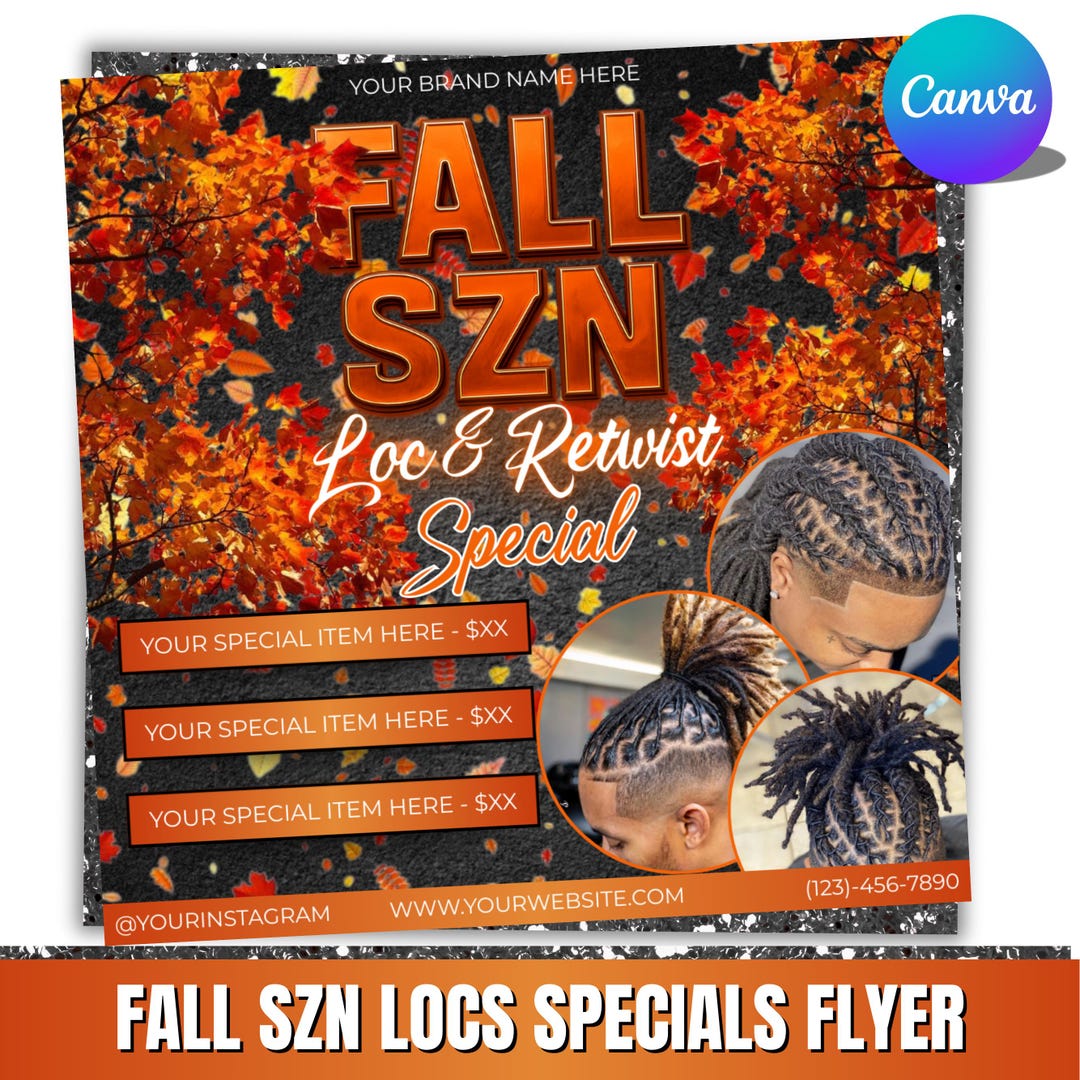 Locs and Retwist Flyer, Fall Szn Locs Specials Flyer, Dread Locks Flyer ...