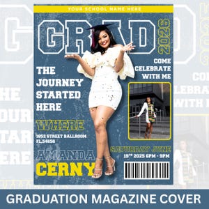 Graduation Magazine Cover, Graduation Booklet, Graduation Flyer, Graduation Invitation, Class of 2026, Grad Party Flyers, Canva Editable