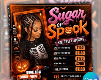 October Booking Flyer Template, Halloween Booking Flyer, October Appointment Flyer, Halloween Salon Flyer,Booking Flyer, Editable Canva