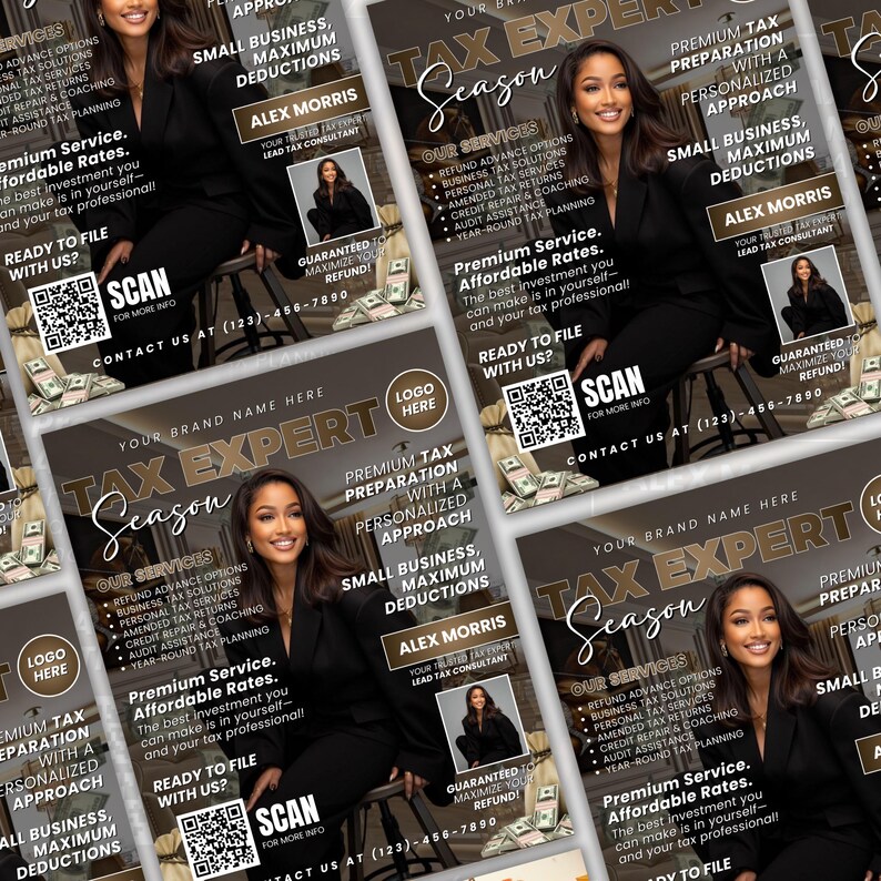Tax Season Magazine Flyer, Modern Tax Prep Flyer, Editable Tax Refund Preparation, Accountant Marketing Flyer, Tax Business, Canva Template