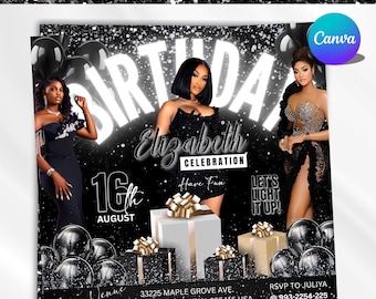 Birthday Party Flyer, Birthday Flyer, Taurus Flyer, Party Flyer, Birthday Party Invitation, Girls Birthday, Birthday Bash, Canva Editable