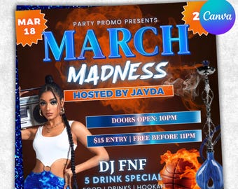 March Madness Club Flyer, Party Flyer, Event Flyer, Club Flyer Template, Night Club Flyer, Ladies Night Flyer, Bar Flyer, Canva Editable