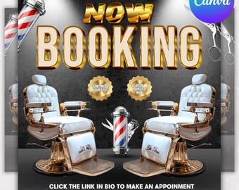 Barber Shop Flyer, Barber Booking Flyer, Book Now, Haircut, Barber Business Flyer, Locs & Retwist Flyer, Hairstylist, Canva Editable