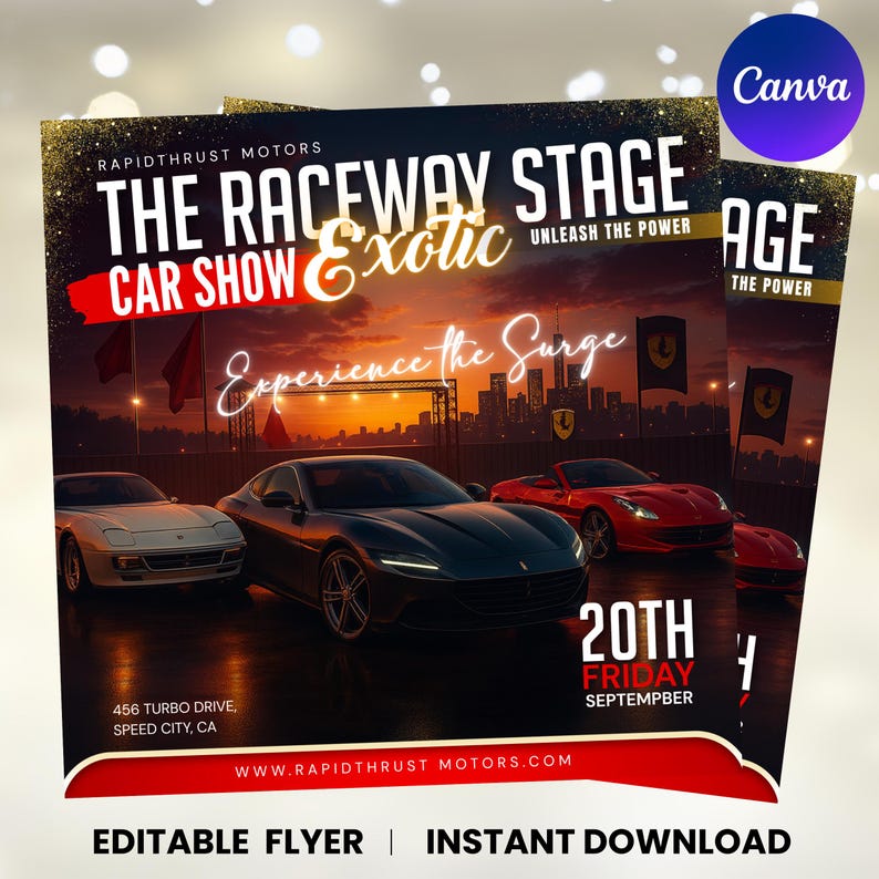 Exotic Car Show Flyer Template, Car Enthusiasts Event, Auto Show Invitation, Car Show Event, Car Sale, Auto Business Event, Exotic Car Show Flyer Template | Editable Canva Template for Car Enthusiasts Event | Auto Show Invitation Promotion Design, Auto Business Event flyer, Car Show Event Invitation, Social Media Flyer, Car Sale Template, Canva Editable, Instant Download, Canva Editable