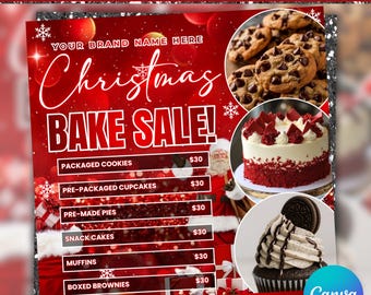 Christmas Sweet Treats Flyer, Christmas Bake Sale Flyer, Sweet Treats Sale Flyer, December Bake Sale, December Bakery Flyer, Canva Editable
