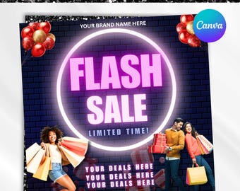 Flash Sale Flyer, Hair Flyer, DIY Canva Templates, Bookings open, Book Now, Nail, Wig installs, Social media, Business Flyer, Canva Editable