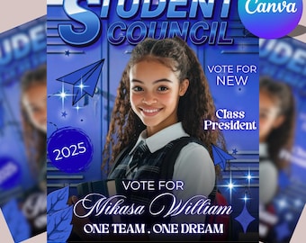 Student Council Campaign Flyer, School Election Flyer, Council Campaign Poster, Digital Council Flyer, School Election Poster,Canva Editable