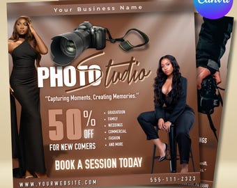 Folleto de fotografía para empresas, folletos para fotógrafos, folleto de sesión de fotos para la temporada de graduación, folleto de fotografía, reserva de fotografía (Canva editable)