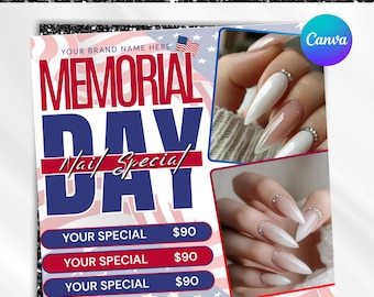 Memorial Day Booking Flyer, Memorial Day Flyer, Memorial Day Sale Flyer, Memorial Day Special Sale, Memorial Day Books Open, Canva Editable