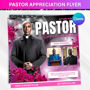 Pastor Appreciation Flyer, Worship Church Flyer, Prayer Conference Flyer, Premade Church Service Flyer, DIY Template Design, Canva Editable