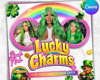 March Booking Flyer, St. Patrick Day Flyer, March Madness Flyer, March Book Now, March Hair, March Lashes Nails Flyer, Canva Editable