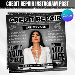 Credit Repair Flyer Template, DIY Credit Repair Services, Credit Repair Instagram Post, Credit Repair Social Media Template, Canva Editable