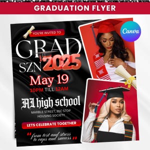 Graduate Flyer, Graduation Party Flyer, Graduation Invitation, College Decision, Class of 2025 Flyer, Senior Grad Announce, Canva Editable