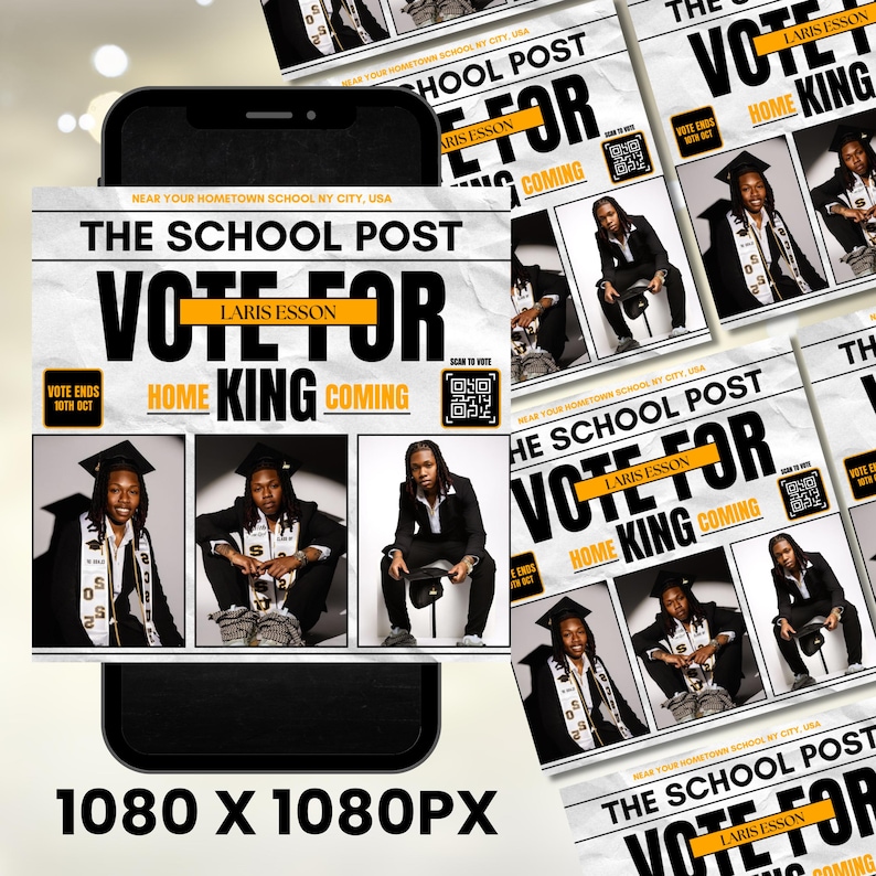 Homecoming King Flyer, Homecoming Queen Flyer, Homecoming Campaign Flyer, Vote Homecoming, HOCO Flyer, Vote for me Flyer, HOCO King Magazine Theme, Homecoming King Flyer, Class Campaign Flyer, School Event, Vote Prom King Canva Flyer, Editable Magazine Template, Homecoming King, Prom Flyer, Vote for me Prom, Prom Flyer, Prom King Flyer, Prom Class Campaign Flyer, Election Flyer, DIY Canva Vote flyer, Canva Editable