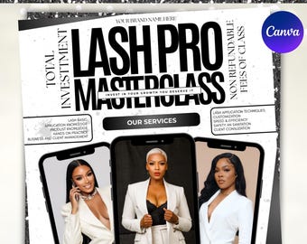 Lash Class Flyer, Lash Course Flyer, 1 on 1 Lash Class Flyer, Lash Extensions Class, Lash Flyer, Beauty Masterclass Flyer, Canva Editable