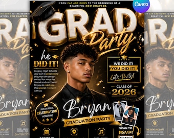 Graduation Magazine Cover, Graduation Event, Grad Announcement, Class of 2026, Premade Graduation Flyer, Celebration Flyer, Canva Editable