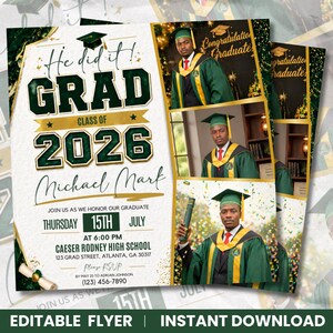 Graduate Flyer, Graduation Party Flyer, Graduation Invitation, College Graduation, High School, Class of 2026, Senior Grad Announce, DIY Canva