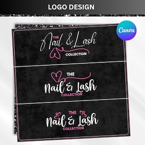 Logo Design Template, 3 Logo Design Set, Lash Logo, Hair Logo, Beauty Logo, Makeup Logo, Nail Braids Logo, Custom Logo Design,Canva Editable