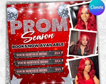 Prom Bookings Flyer, Prom Makeup Flyer, Prom Queen MUA Flyer, Prom Lashes Flyer, Beauty Makeup Artist Flyer, Graduation Flyer,Canva Editable