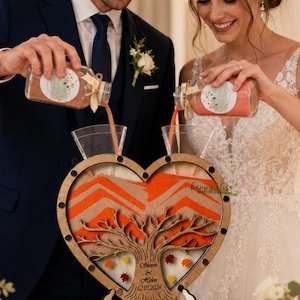 Custom Fall Wedding Unity Sand Set, Autumn Tree Of Life Heart Frame, Blended Family Sand Ceremony, Custom Keepsake Box