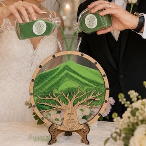 Unity Sand Ceremony Set For Wedding, Tree Of Life Sand Frame, Custom Pouring Sand Set, Blending Of The Sands, Rustic Wedding Keepsake