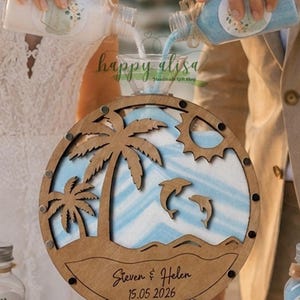 Custom Beach Sand Ceremony Set for Wedding, Unity Candle Alternative, Outdoor Ocean Wedding Ritual, Custom Wood Sand Box