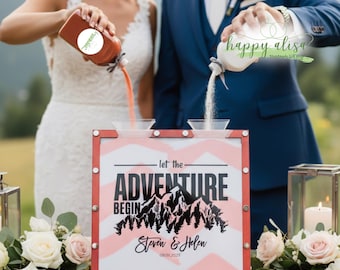 Personalized Rustic Wedding Sand Ceremony Frame, Mountain Adventure Theme for Wedding