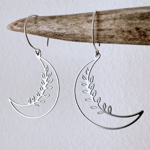 Fern Crescent Moon dangle earrings