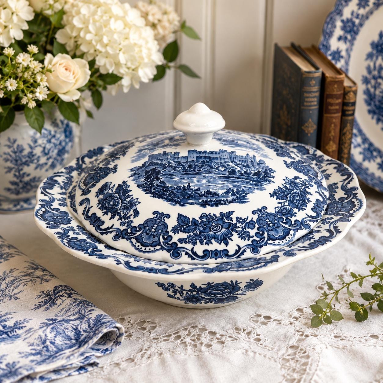English China Covered Vegetable Bowl - Etsy Norway