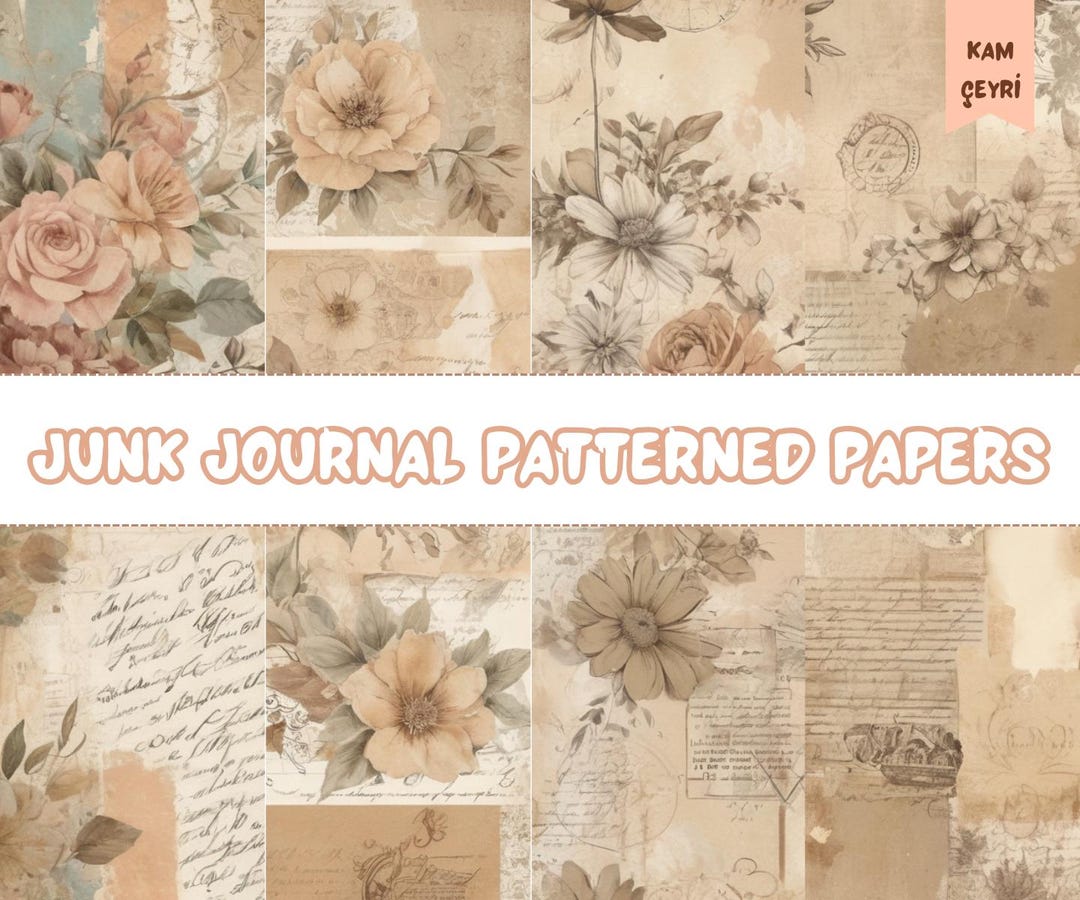 Junk Journal Patterned Papers, Printable Paper, Digital Collage Sheet ...