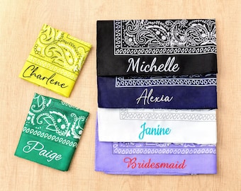 Personalized Embroidered  Name Bandana,Custom Cowgirl Western handkerchief, Custom Name, Bridesmaid Gift, Bachelorette Bandanas