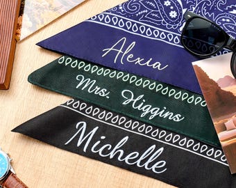 Personalized Embroidered Paisley Bandana, Custom Western Scarf for Bachelorettes