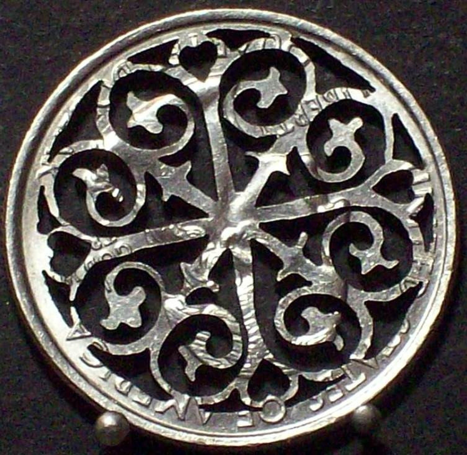 Rose Window Hand Cut Coin Jewelry Etsy