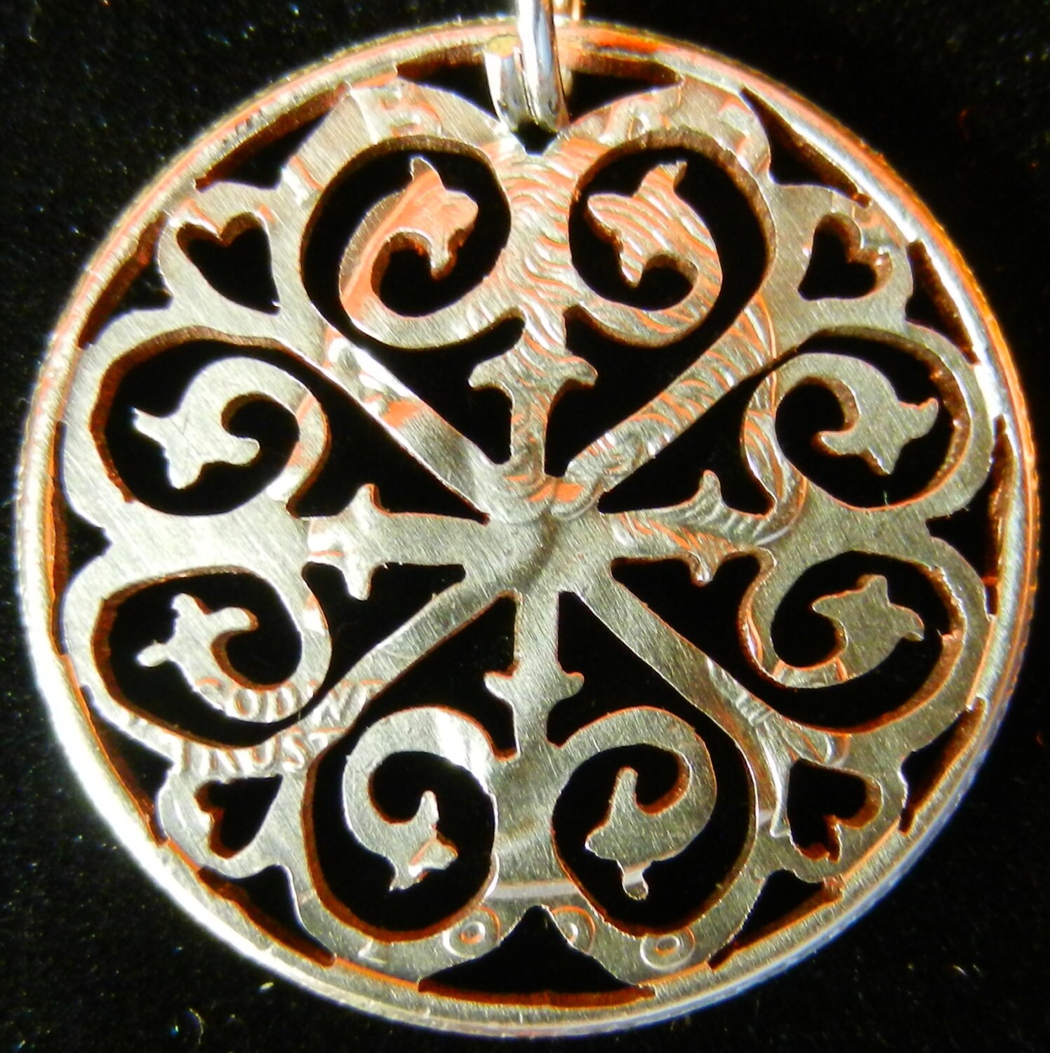 Rose Window Hand Cut Coin Jewelry Etsy