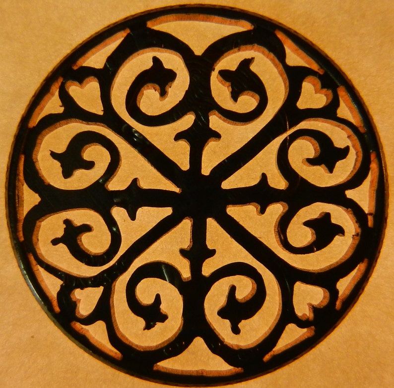 Rose Window Hand Cut Coin Jewelry Etsy