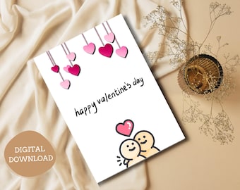 Linda pareja / San Valentín, aniversario, amor, amigo / Descarga instantánea imprimible, tarjeta para él, tarjeta para ella, minimalista, estética linda