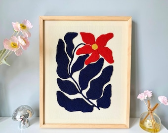 Decoração de parede com flores tufadas à mão: decoração moderna com arte em fibra