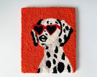 Punch Needle Dog Wall Art – Handmade Wool Tufted Tapestry Wall Hanging