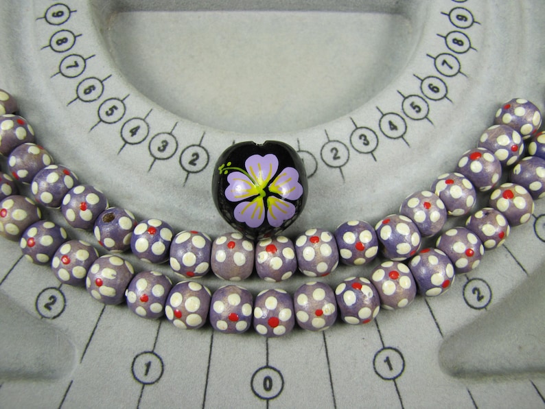 Painted Wood and Seed Beads