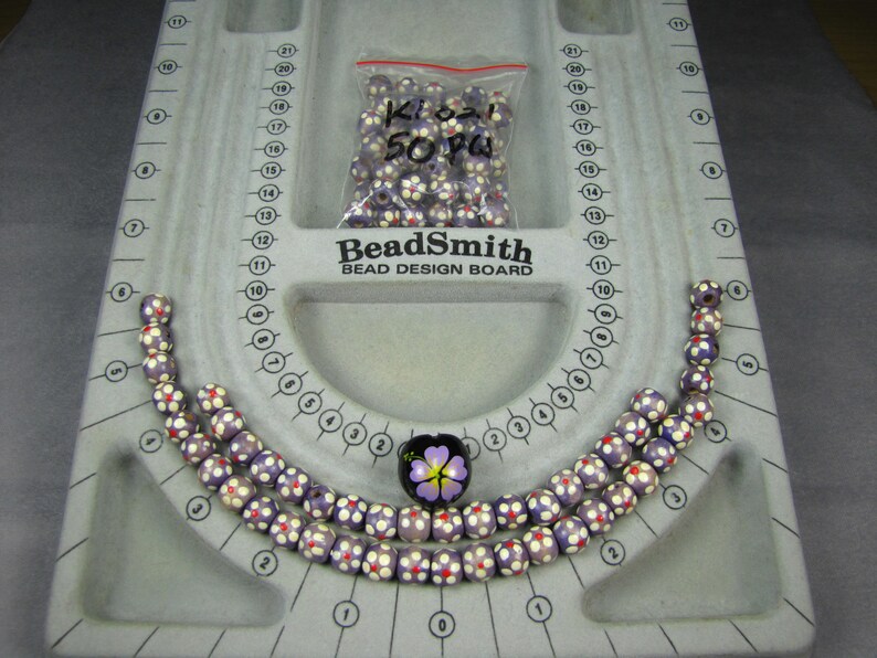 Painted Wood and Seed Beads