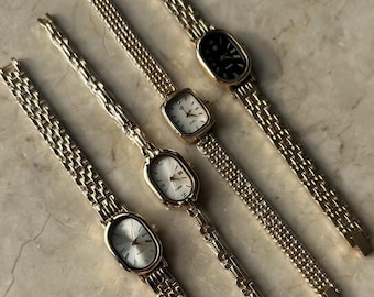 Vintage Style Women's Gold Watch, Retro Oval Dial Watch, Minimalist Ladies Watches