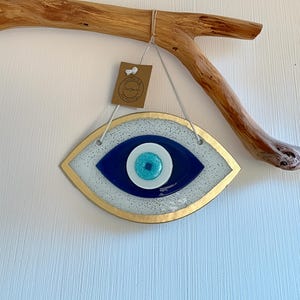 Handmade Evil Eye Ornament, Glass Nazar Amulet, Protective Wall Hanging Decor, Blue Evil Eye for Home, Unique Turkish Evil Eye Door Hanging