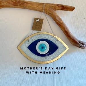 Gran colgante de pared de ojo malvado de cristal, ojo malvado griego, Nazar turco, ojo malvado azul, adorno para el hogar y la puerta, decoración de pared de ojo malvado de cristal