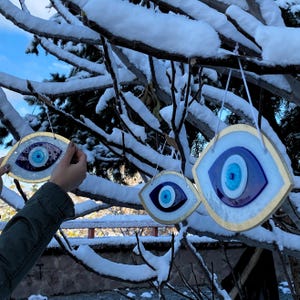 Handmade Evil Eye Ornament, Glass Nazar Amulet, Protective Wall Hanging Decor, Blue Evil Eye for Home, Unique Turkish Evil Eye Door Hanging