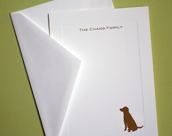 Chocolate Lab Personalized Stationery - Set of 10 flat paneled cards