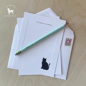 Katze Personalisiertes Briefpapier - Set von 10 flach getäfelten Karten