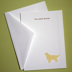 Papelería personalizada de Golden Retriever: juego de 10 tarjetas con paneles planos