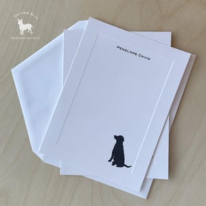 Personalized black lab stationery set – original dog silhouette note cards (10)